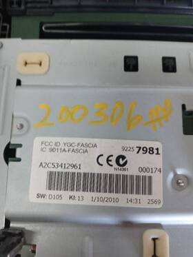 638-03636 Chevrolet Audio Equipment Radio Control Panel Id 92254073 Fits 11-12 Caprice 540423