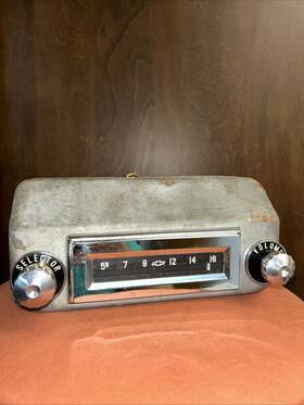 987088 Gm Chevrolet 1955-1956 Am Radio Gorgeous Face Chrome Original Knobs Dials Usa Rare