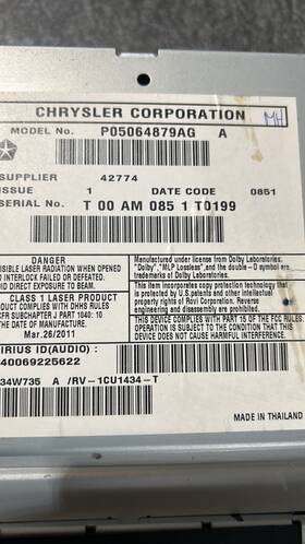 22884234 Gmc 28338677 2011 2012 Acadia Radio Am Fm-cd Dvd Mp3 With Navigation System