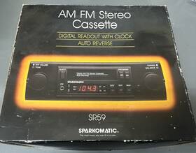 Sr59 Sparkomatic Vintage Am Fm Stereo Cassette Digital Readout With Clock In Box