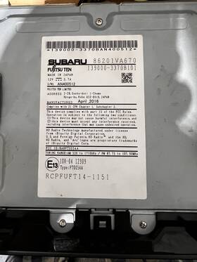 86201va670 Subaru Wrx 2017 Headunit