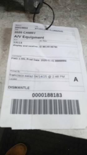 8614006790 Toyota Audio Equipment Radio Display And Receiver Fits 19-20 Camry 431787
