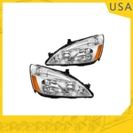 Set Headlight Assembly For 2003-2007 Honda Accord Halogen Chrome Amber Reflector. Fixed Price $87.99.