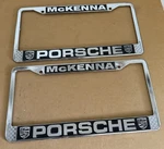 Nos Pair Mckenna Porsche Dealer Metal License Frames 911 Carrera 930 Turbo 928S. Fixed Price $200.00.