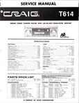 Craig T614, Stereo Cassette Player, W/ Am/fm/mpx Radio, Service Manual. Fixed Price $20.00.