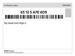 Genuine Bmw Rp Head Unit High 65-12-5-A7E-6D9 New. Fixed Price $2318.17.
