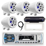 Pyle Marine Bluetooth Radio, 4X 4" 150W Off-road White Speakers, Cover, Antenna. Fixed Price $159.49.