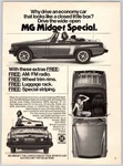 1976 Print British Leyland Mg Midget Special Convertible Am/fm Radio Wheel. Fixed Price $9.95.