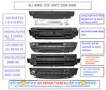 Any Bmw Mini Ccc Unit Navigation Repair Service E60 E92 E63 E70 E9X Coding. Fixed Price $720.00.