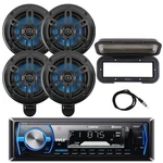 Pyle Marine Bluetooth Receiver, 4X 5.25" Off-road Black Speakers, Cover, Antenna. Fixed Price $187.49.