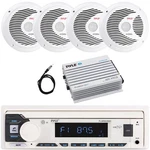 Pyle Usb Radio Dash Stereo Receiver, 4X 6.5" 150W Max White Speakers, Amplifier. Fixed Price $179.99.