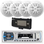 Pyle 1DIN Boat MP3 Usb Radio Receiver, 4X 6.5" Speakers, Stereo Cover. Fixed Price $128.99.